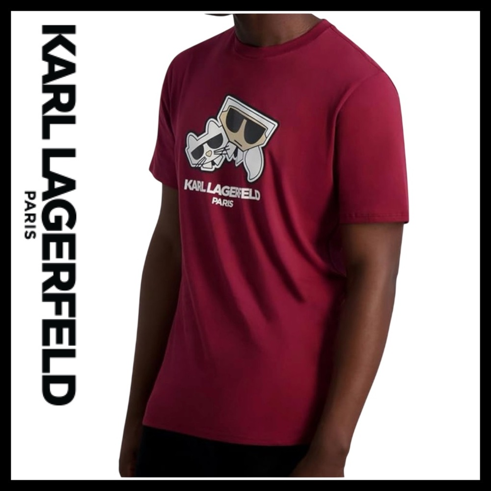 Karl Lagerfeld Paris Men's Casual Kocktail Karl & Choupette SS T-Shirt Size (L)